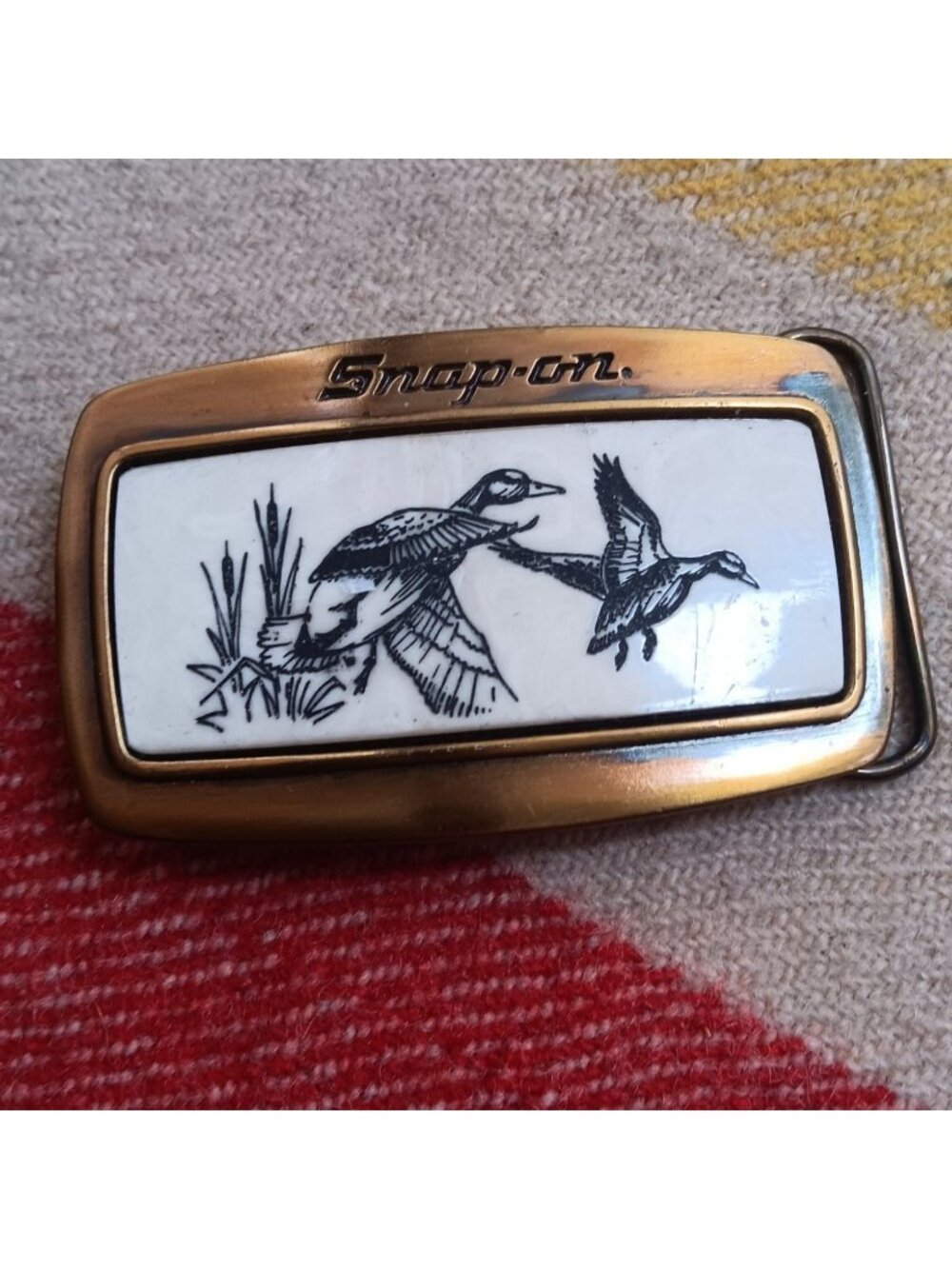 Vintage Snap-On Tools Belt Buckle 1970's Mallard Duck Scene Limited Edition